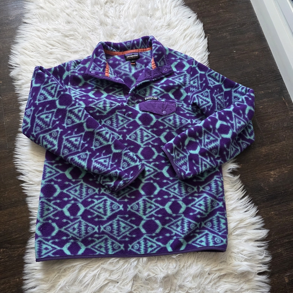 Patagonia Geometric Purple and Blue Fleece - Picture 2 of 6